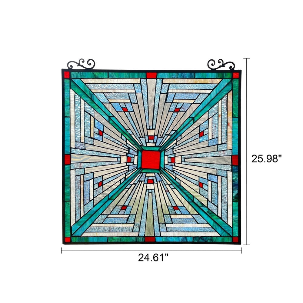 CHLOE Lighting INNES Mission Tiffany-style Stained Glass Window Panel 26’’ Tall CHL-CH3P359BM26-GPN