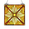 26 Inch Tiffany Style Glass Window Panel, Brown and Yellow