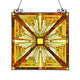 26 Inch Tiffany Style Glass Window Panel, Brown and Yellow