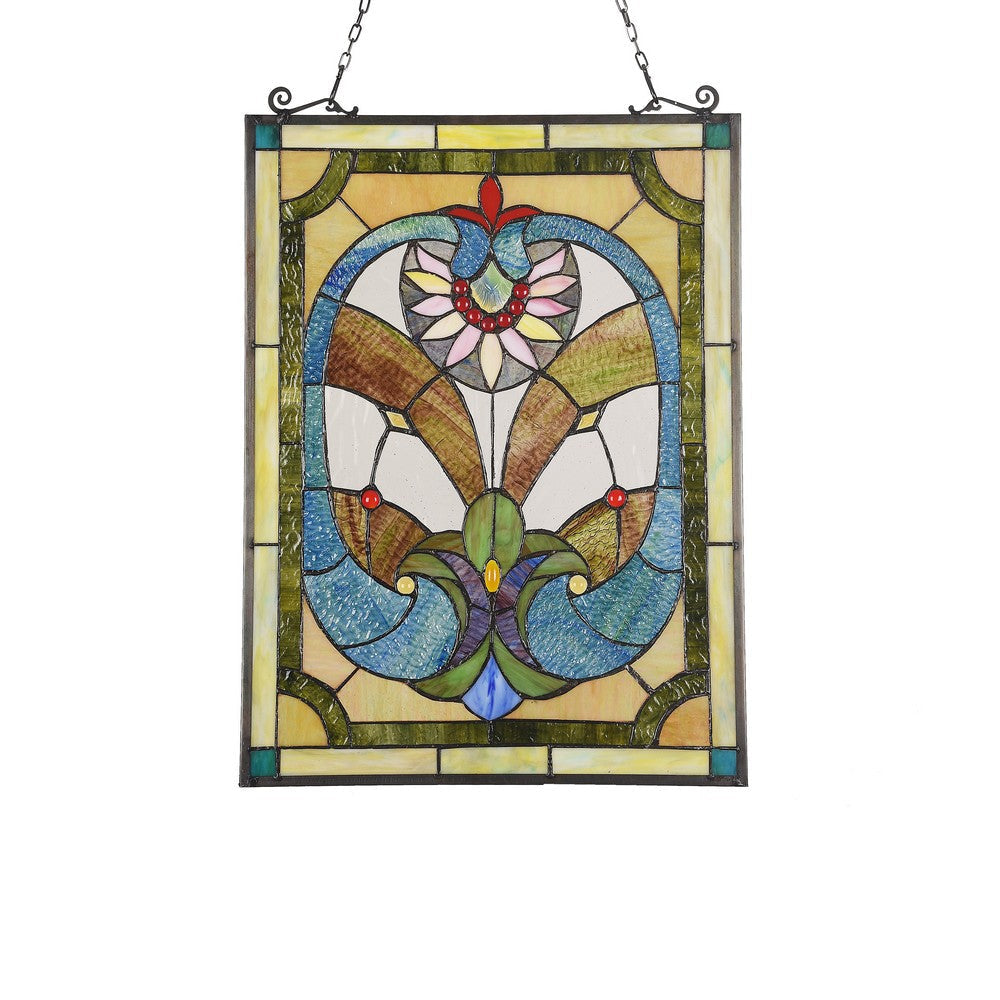 Lighting LAILA Victorian Tiffany-glass Window Panel 24’’ Tall CHL-CH3P367BV24-GPN