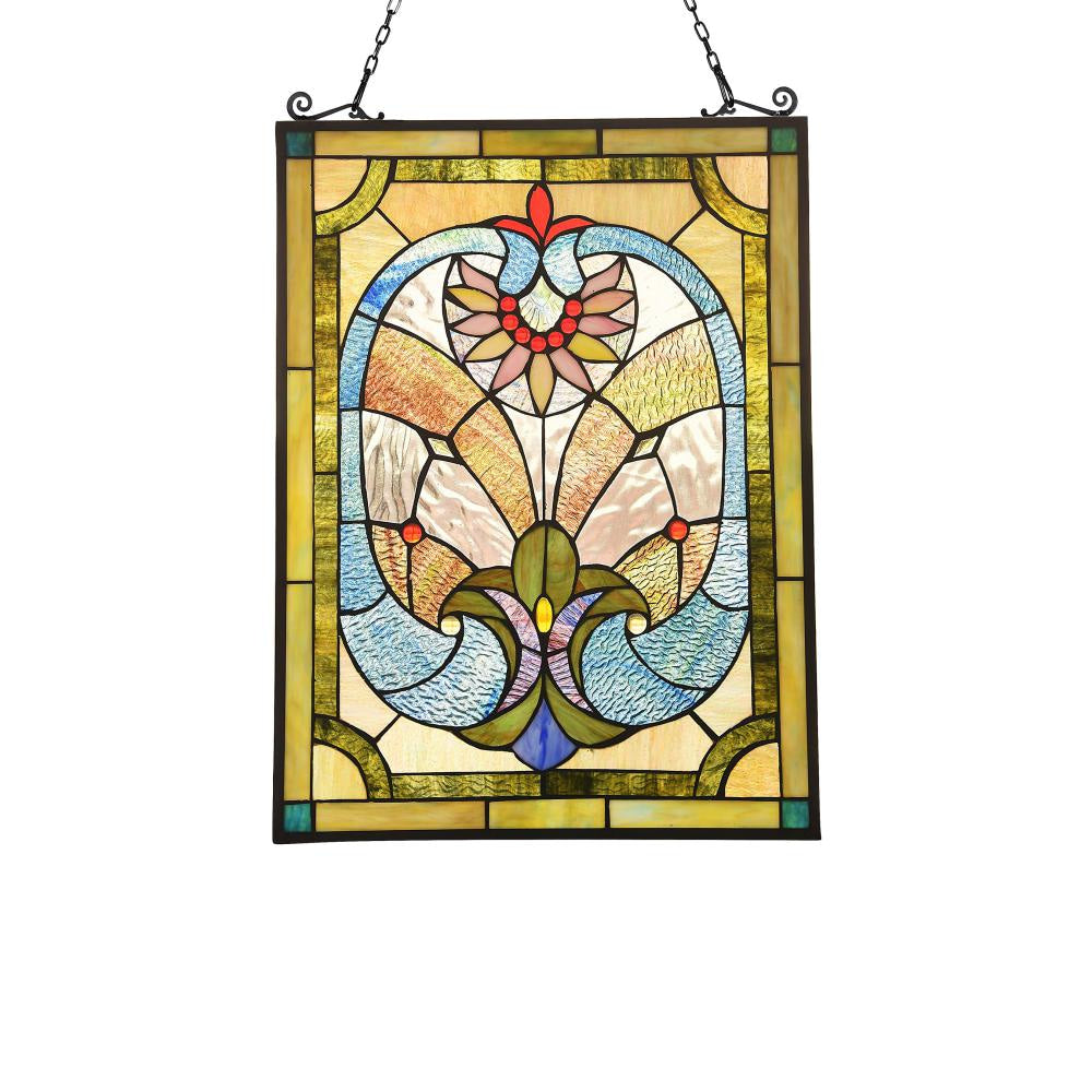 Lighting LAILA Victorian Tiffany-glass Window Panel 24" Tall