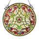 23.5 Inch Round Damask Tiffany Glass Window Panel, Multicolor