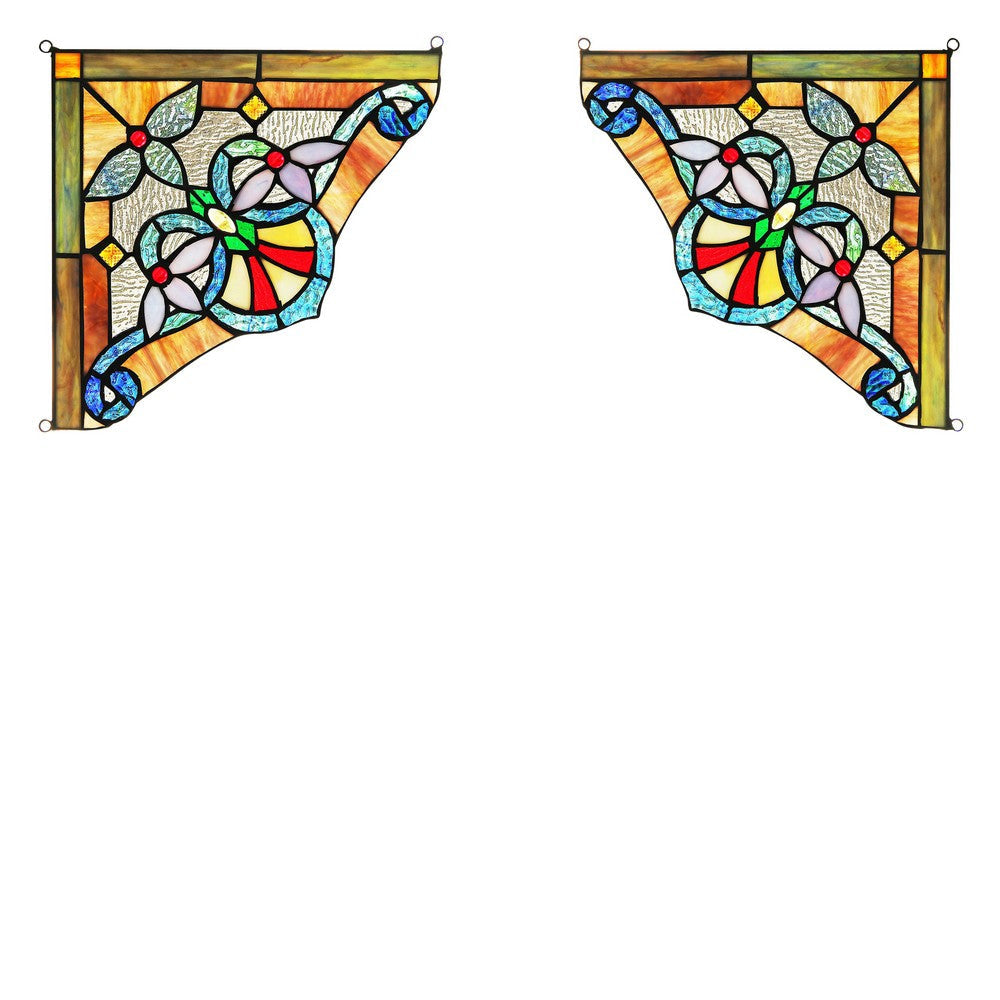 Lighting ANELISA Victorian Tiffany-glass Window Panel 10’’ Wide CHL-CH3P381BV10-CGP