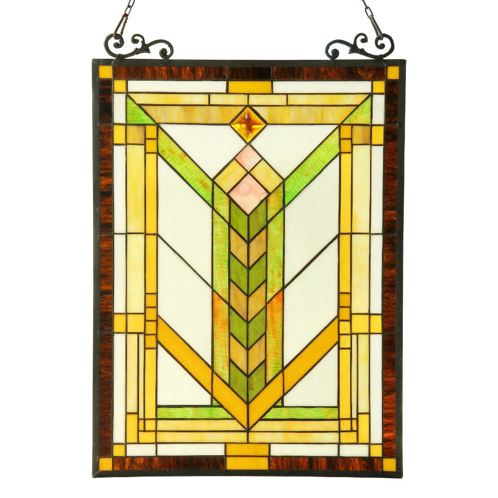 CHLOE Lighting BARLEY Tiffany-glass Mission Window Panel 18x24