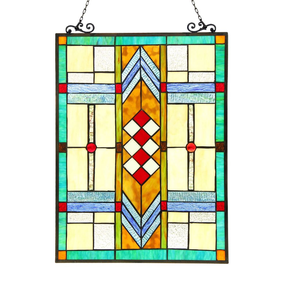 CHLOE Lighting MATHIAS Tiffany-glass Window Panel 17.5x25