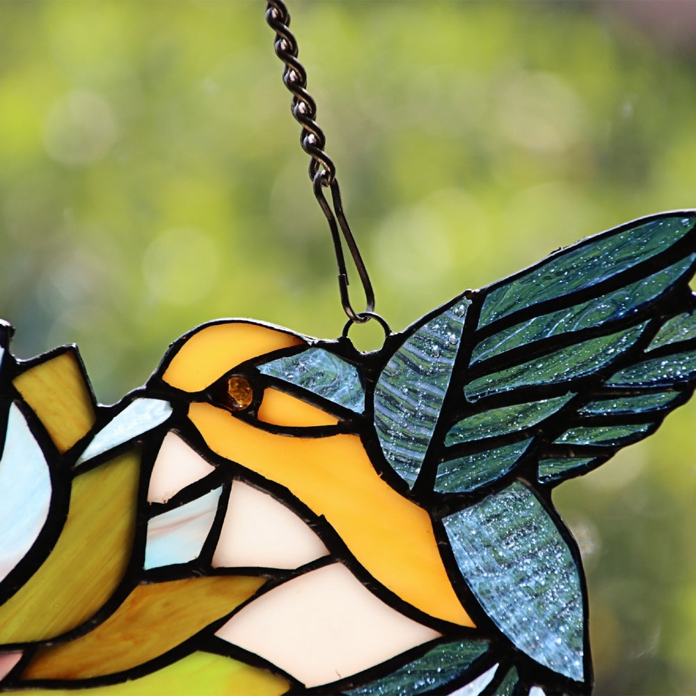 CHLOE Lighting SOAR Tiffany-style Green Animal/Floral Design Window Panel 17’’ x 7.75’’ CHL-CH3P923GF17-HRT