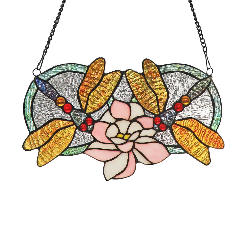 Lighting ODONATA Tiffany-glass Dragonfly Window Panel 13x22