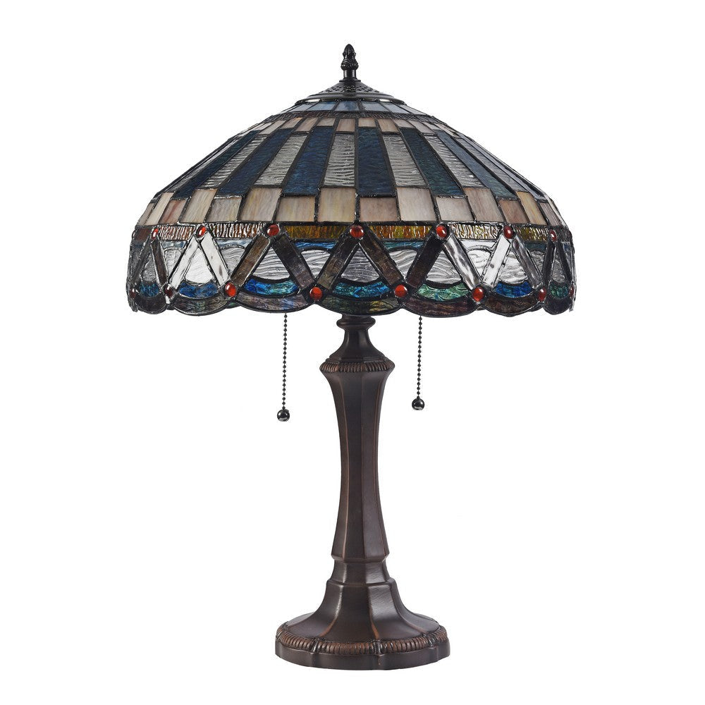 Lighting COURTLAND Tiffany-style 2 Light Mission Table Lamp 16’’ Shade CHL-CH3T033CM16-TL2