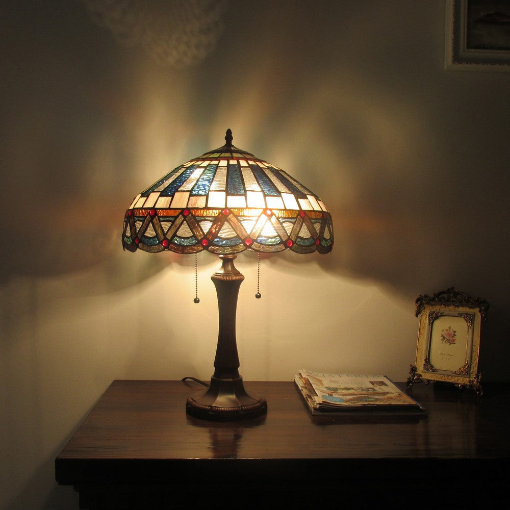 Lighting COURTLAND Tiffany-style 2 Light Mission Table Lamp 16’’ Shade CHL-CH3T033CM16-TL2
