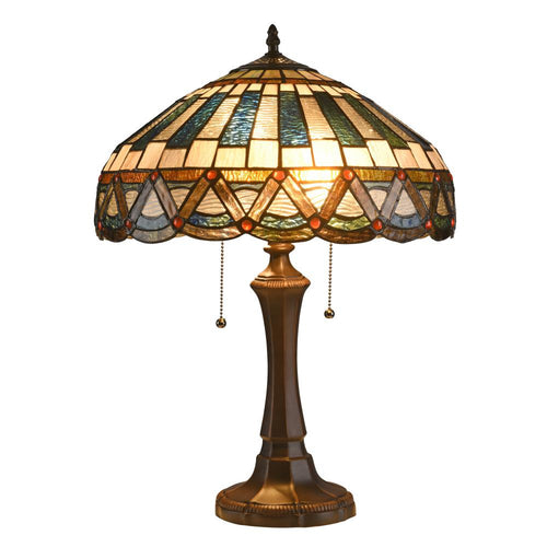 Lighting COURTLAND Tiffany-style 2 Light Mission Table Lamp 16" Shade
