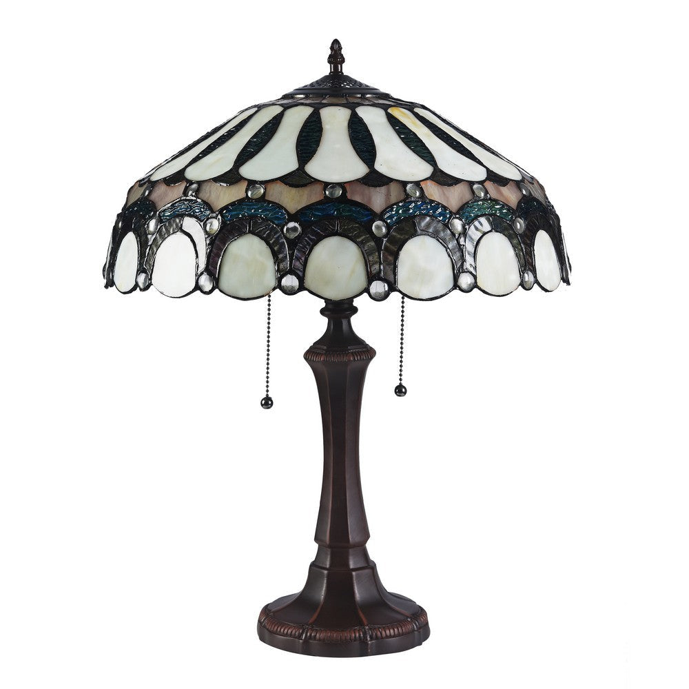 Lighting CLAUDE Tiffany-style 2 Light Victorian Table Lamp 17’’ Shade CHL-CH3T034CV17-TL2