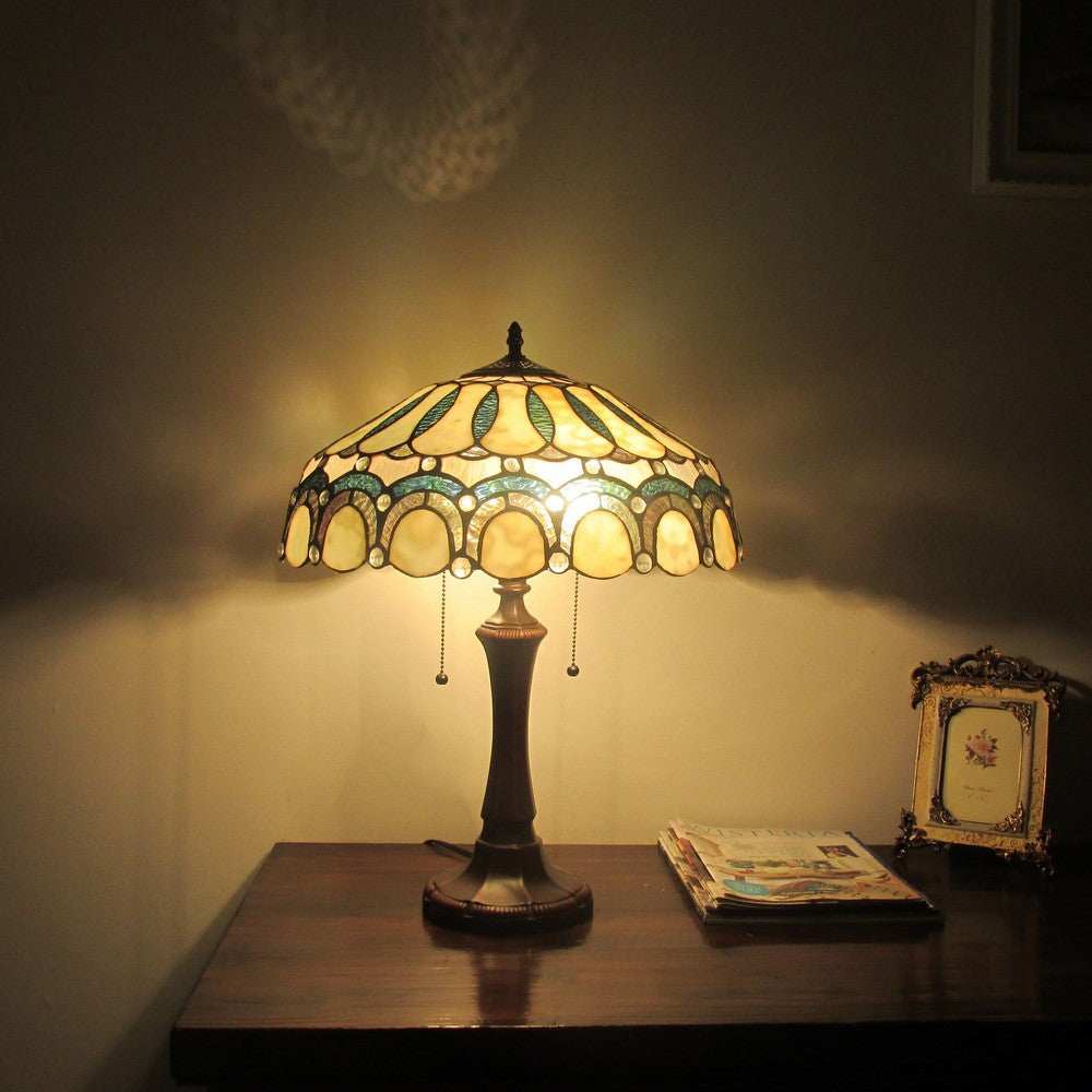 Lighting CLAUDE Tiffany-style 2 Light Victorian Table Lamp 17’’ Shade CHL-CH3T034CV17-TL2