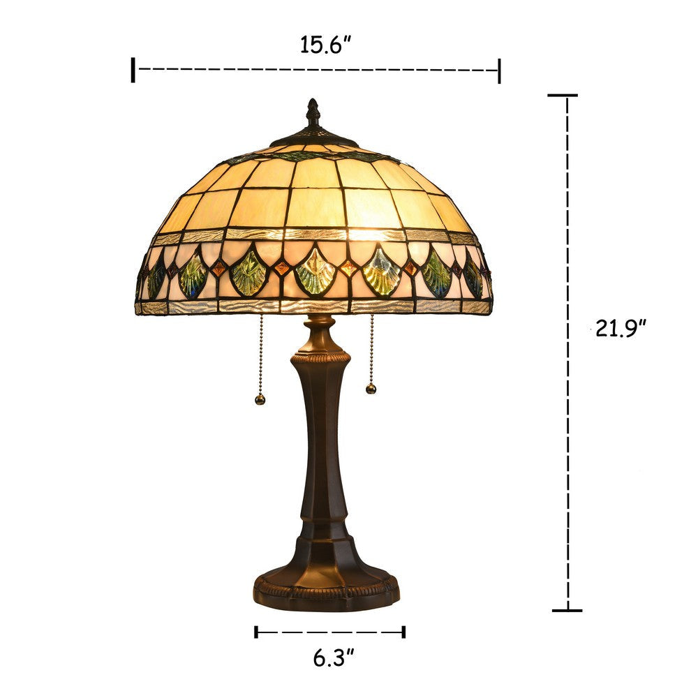 Lighting DOUGAL Tiffany-style 2 Light Geometric Table Lamp 16’’ Shade CHL-CH3T037AG16-TL2
