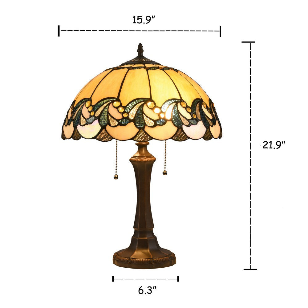 Lighting EFFIE Tiffany-style 2 Light Victorian Table Lamp 16’’ Shade CHL-CH3T040AV16-TL2