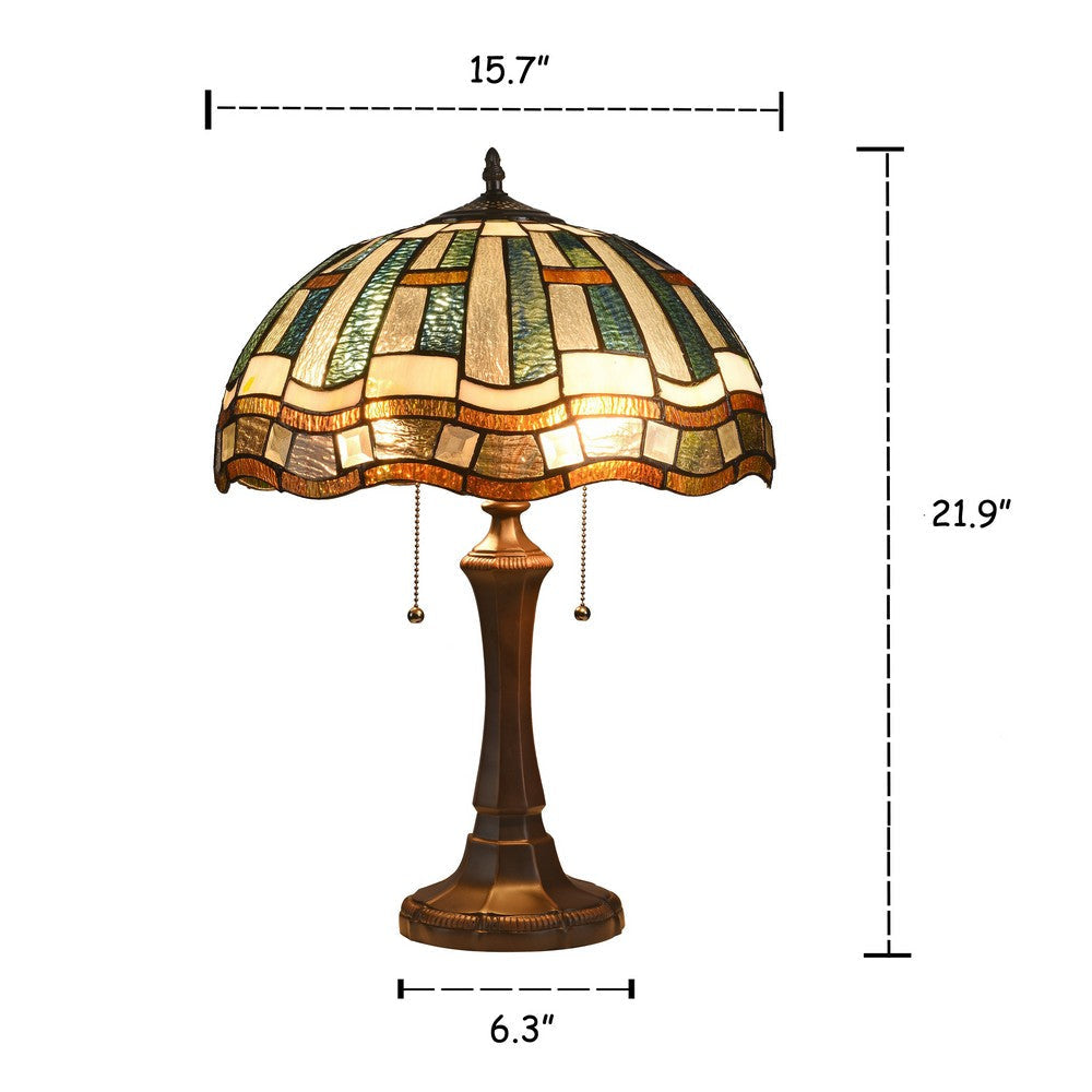 Lighting DENBY Tiffany-style 2 Light Mission Table Lamp 16’’ Shade CHL-CH3T051CM16-TL2