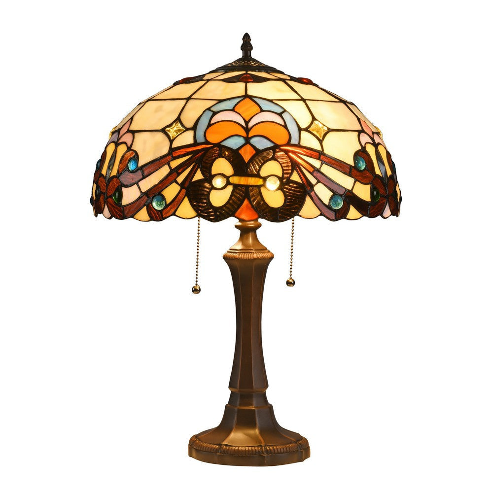 Lighting FLORENCE Tiffany-style 2 Light Victorian Table Lamp 16" Shade