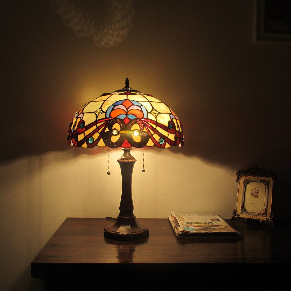 Lighting FLORENCE Tiffany-style 2 Light Victorian Table Lamp 16’’ Shade CHL-CH3T074OV16-TL2