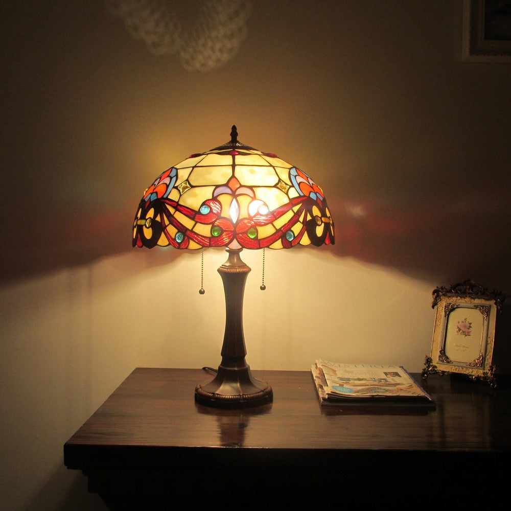 Lighting FLORENCE Tiffany-style 2 Light Victorian Table Lamp 16’’ Shade CHL-CH3T074OV16-TL2