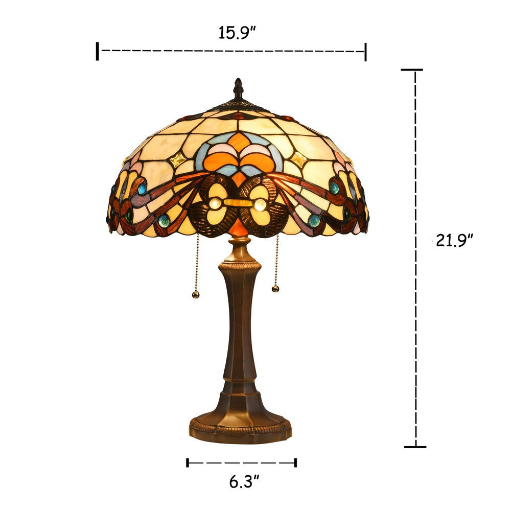 Lighting FLORENCE Tiffany-style 2 Light Victorian Table Lamp 16’’ Shade CHL-CH3T074OV16-TL2