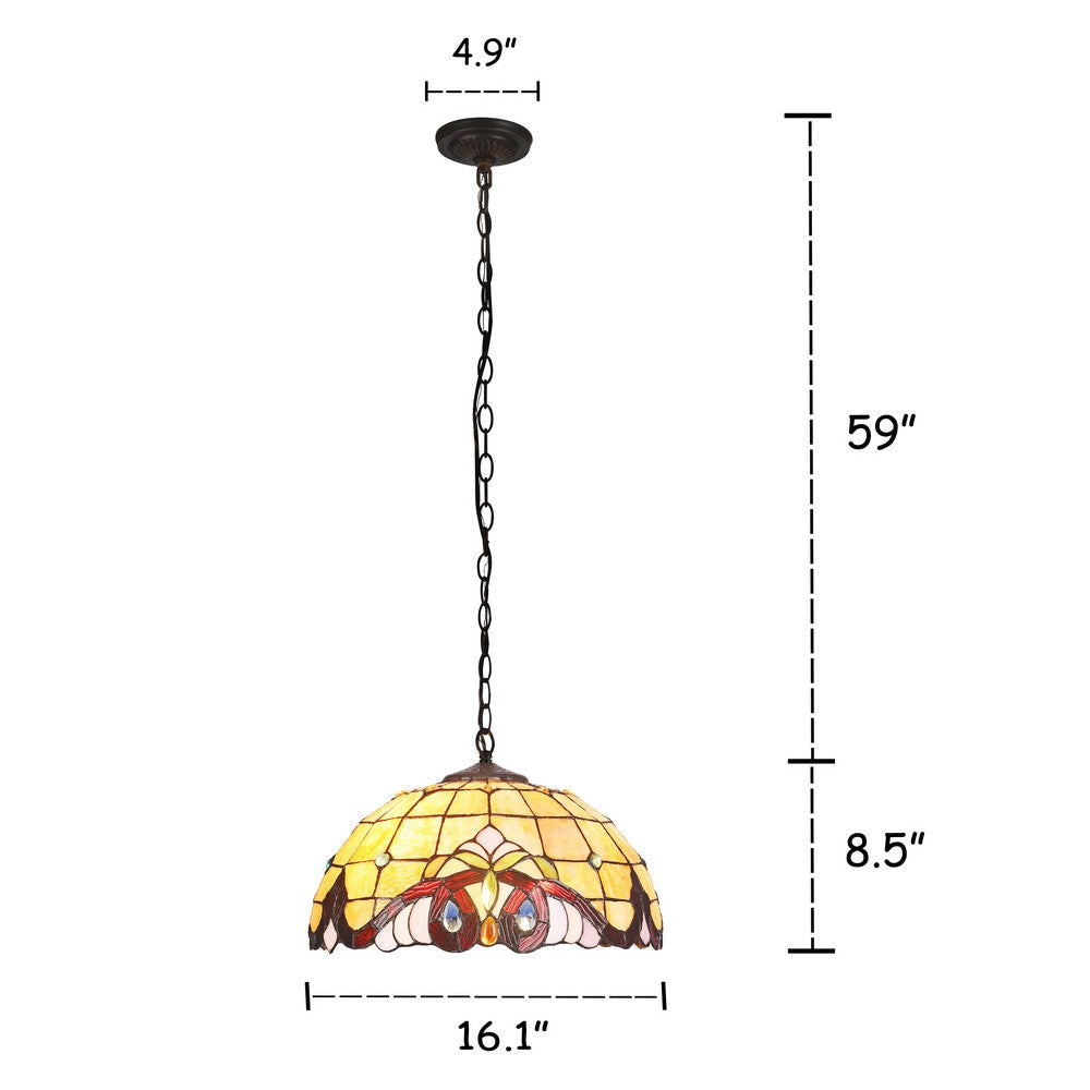 Lighting ANNA Victorian 2 Light Dark Bronze Ceiling Pendant 16’’ Wide CHL-CH3T083AV16-DH2