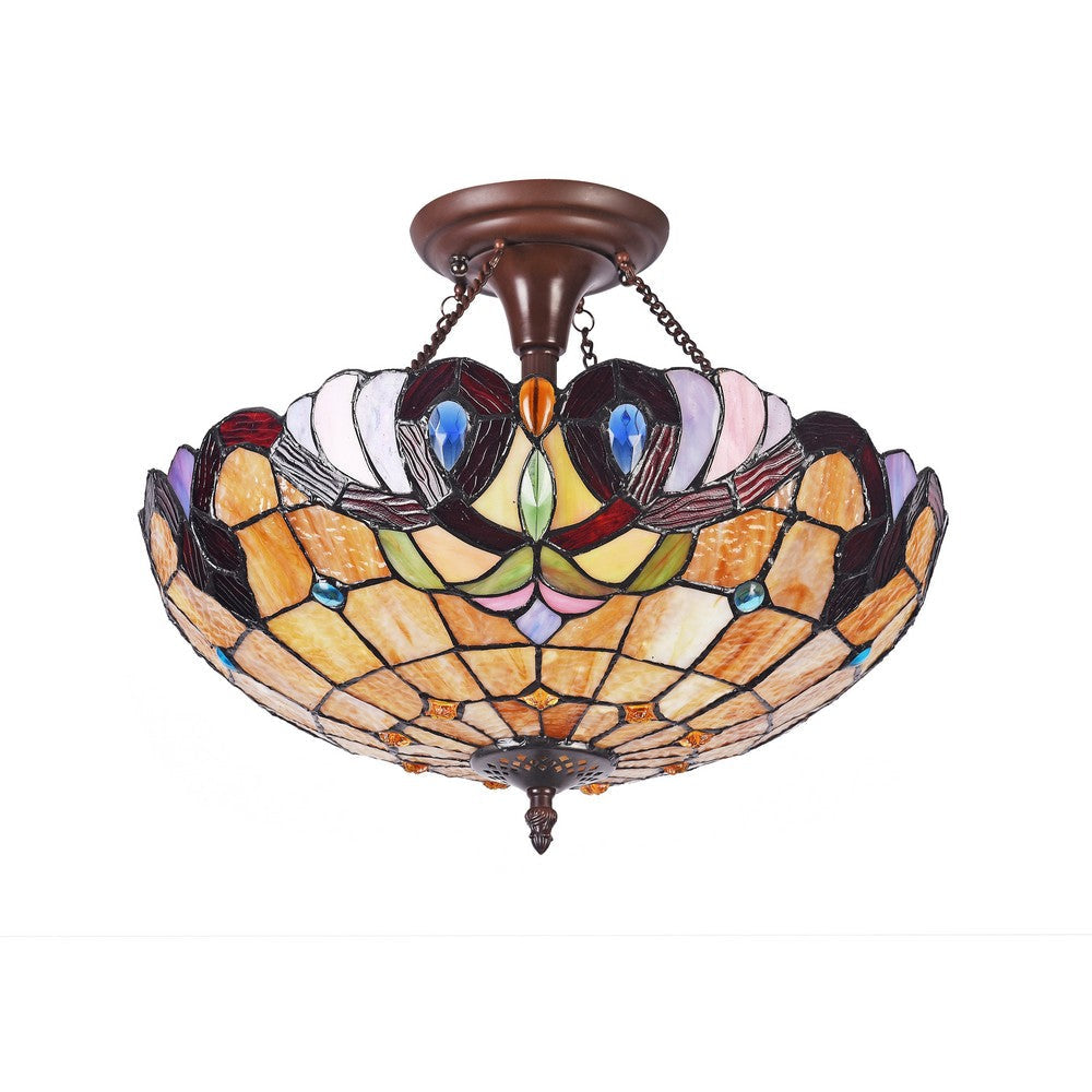 Lighting ANNA Victorian 2 Light Dark Bronze Semi-flush Ceiling Fixture 16’’ Wide CHL-CH3T083AV16-UF2