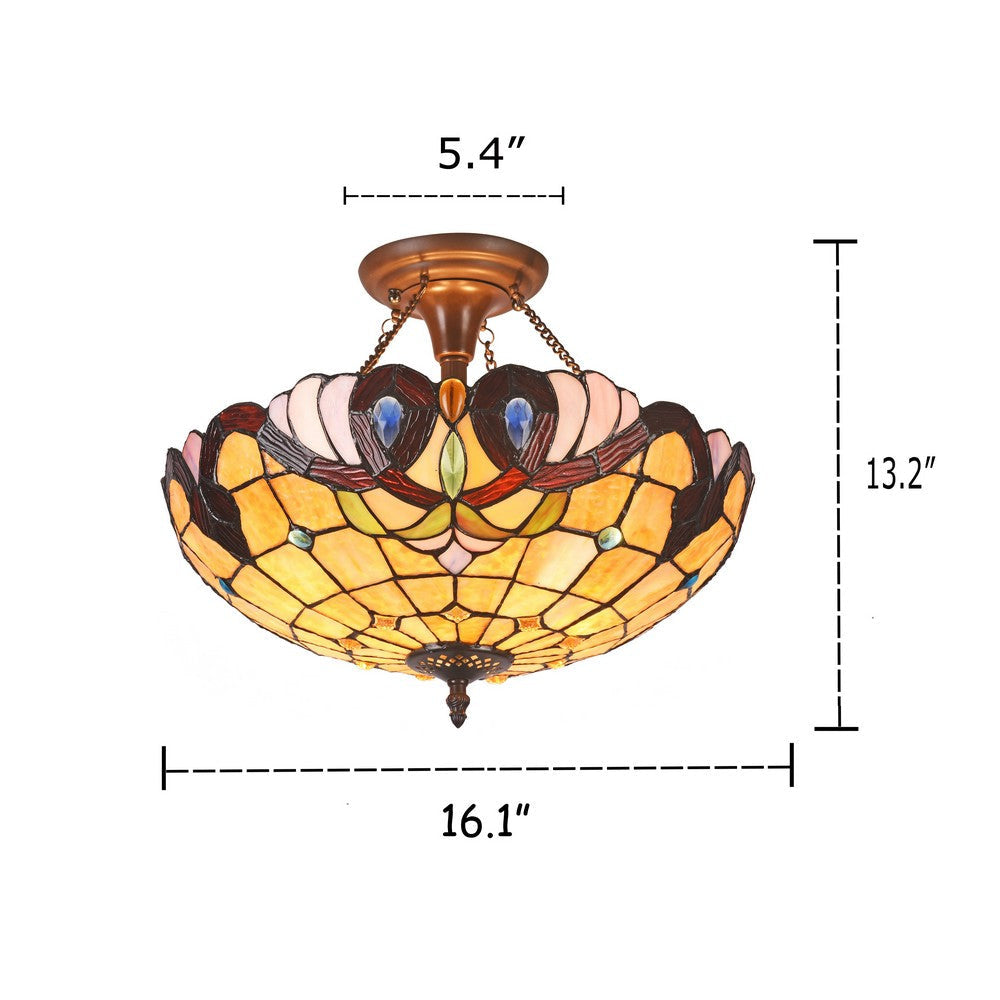 Lighting ANNA Victorian 2 Light Dark Bronze Semi-flush Ceiling Fixture 16’’ Wide CHL-CH3T083AV16-UF2