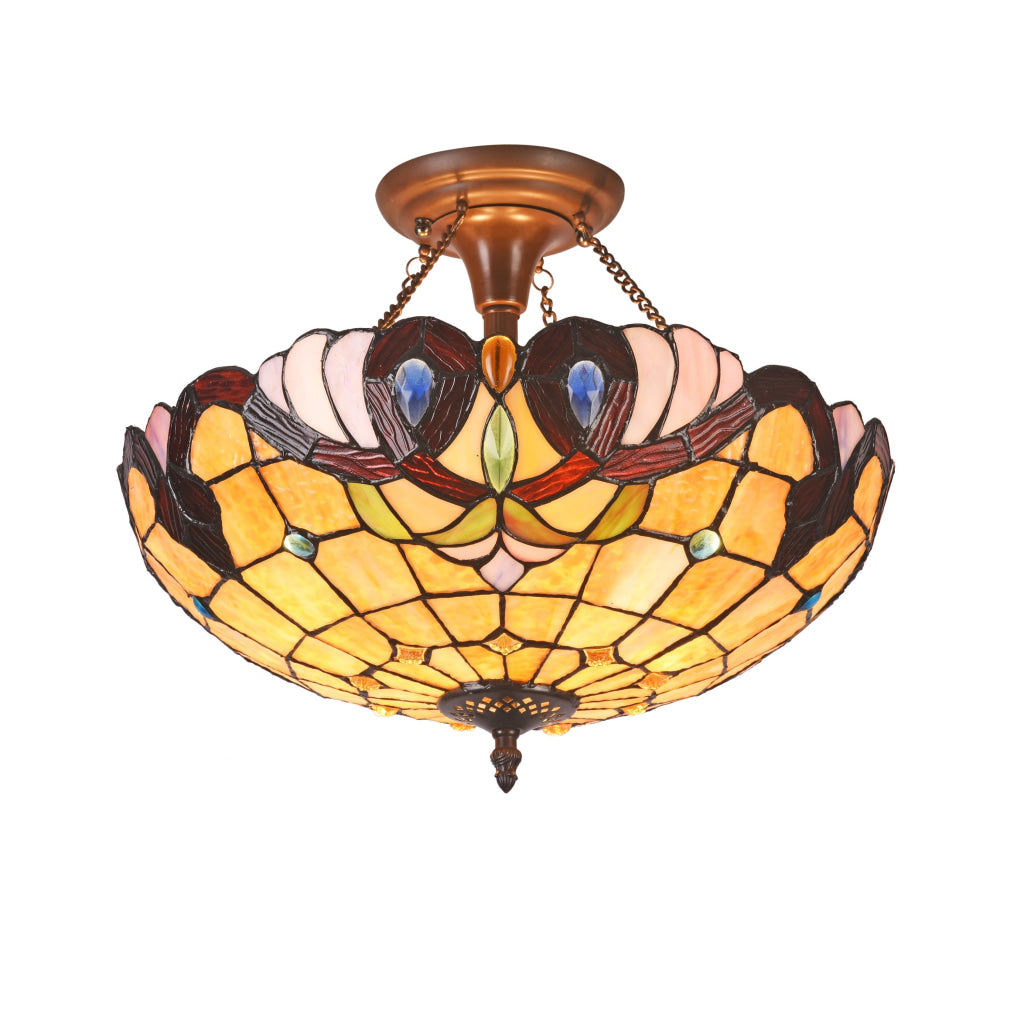 Lighting ANNA Victorian 2 Light Dark Bronze Semi-flush Ceiling Fixture 16" Wide