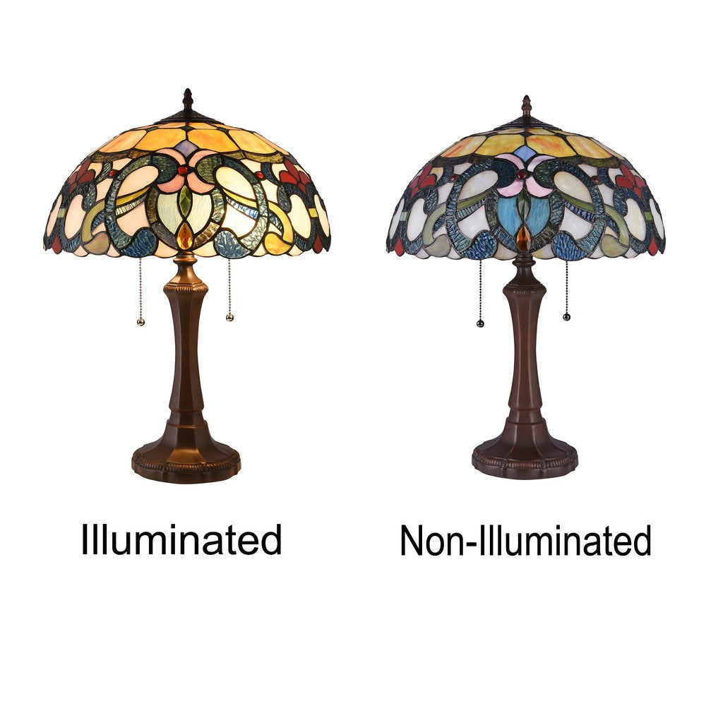 Lighting AUGUST Tiffany-style Dark Bronze 2 Light Victorian Table Lamp 16’’ Shade CHL-CH3T137BV16-TL2