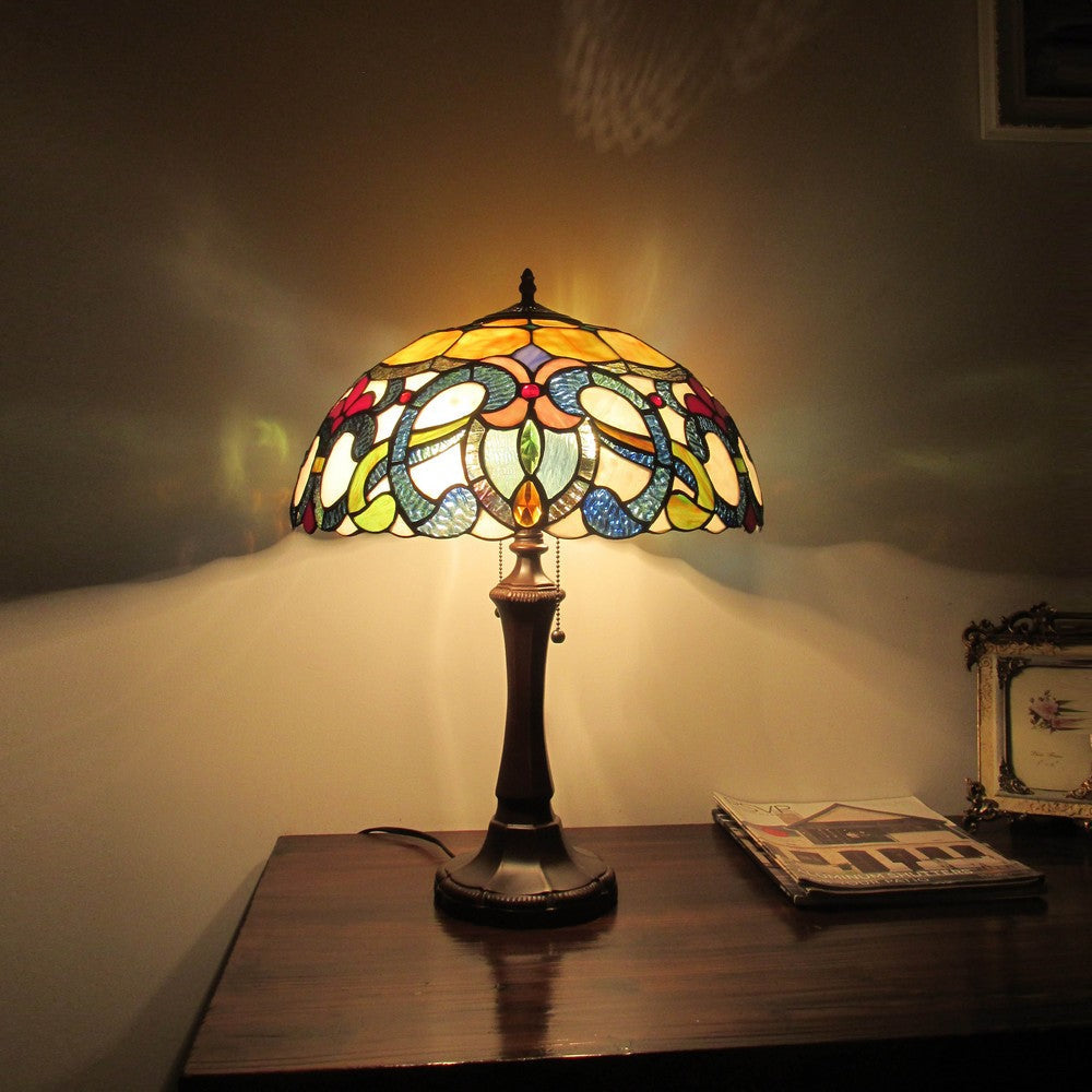 Lighting AUGUST Tiffany-style Dark Bronze 2 Light Victorian Table Lamp 16’’ Shade CHL-CH3T137BV16-TL2