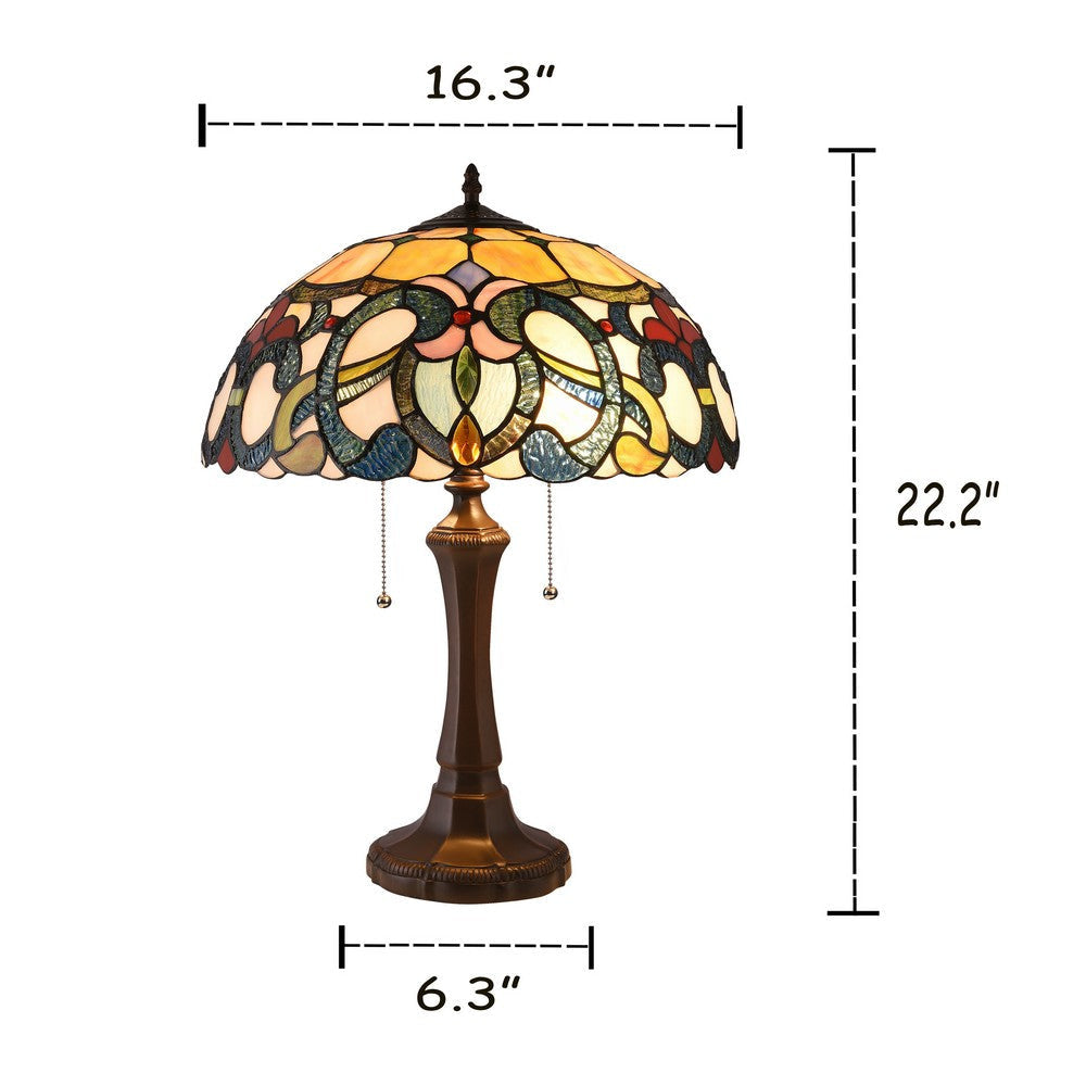Lighting AUGUST Tiffany-style Dark Bronze 2 Light Victorian Table Lamp 16’’ Shade CHL-CH3T137BV16-TL2