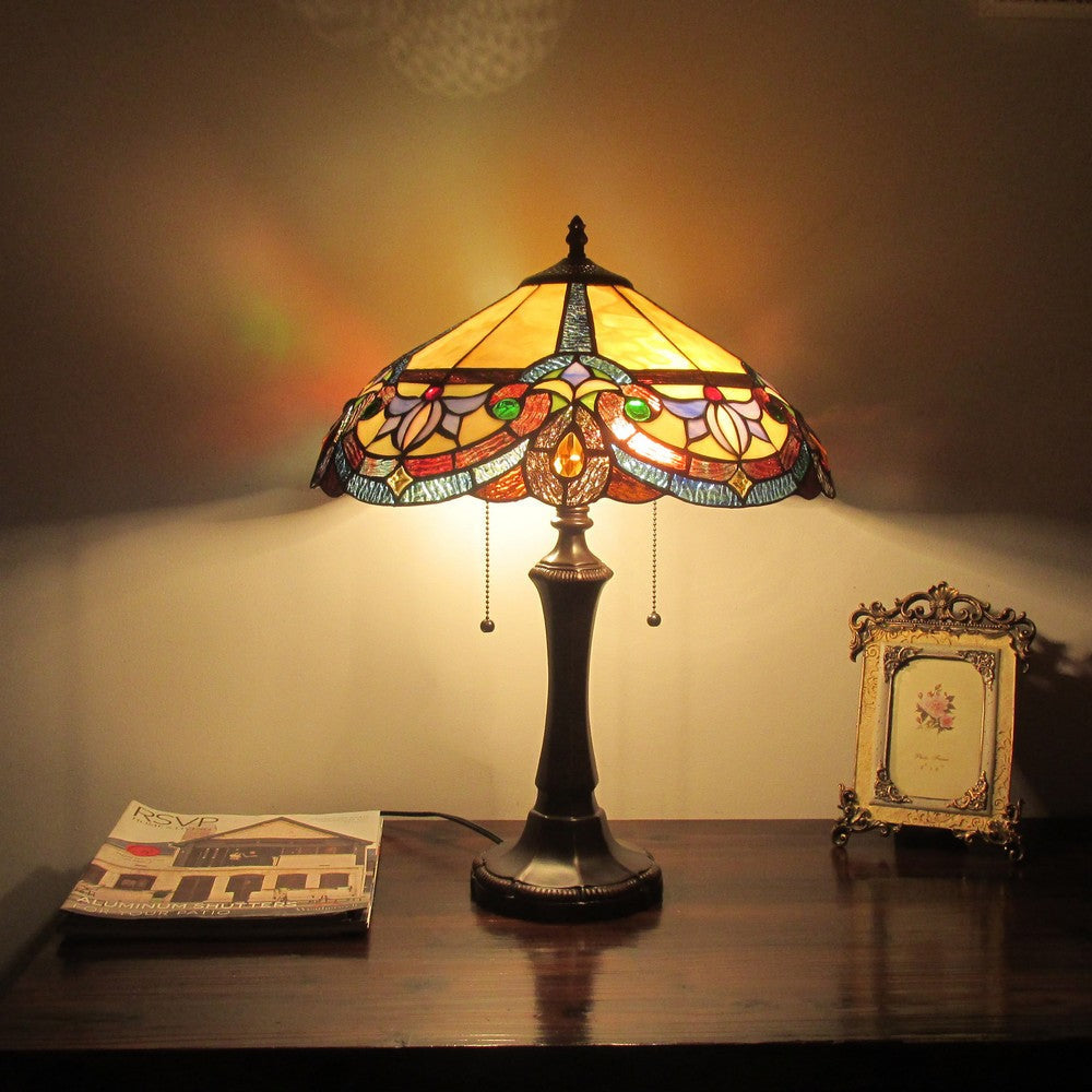 Lighting CAROLINE Victorian 2 Light Dark Bronze Table Lamp 16’’ Wide CHL-CH3T152RV16-TL2