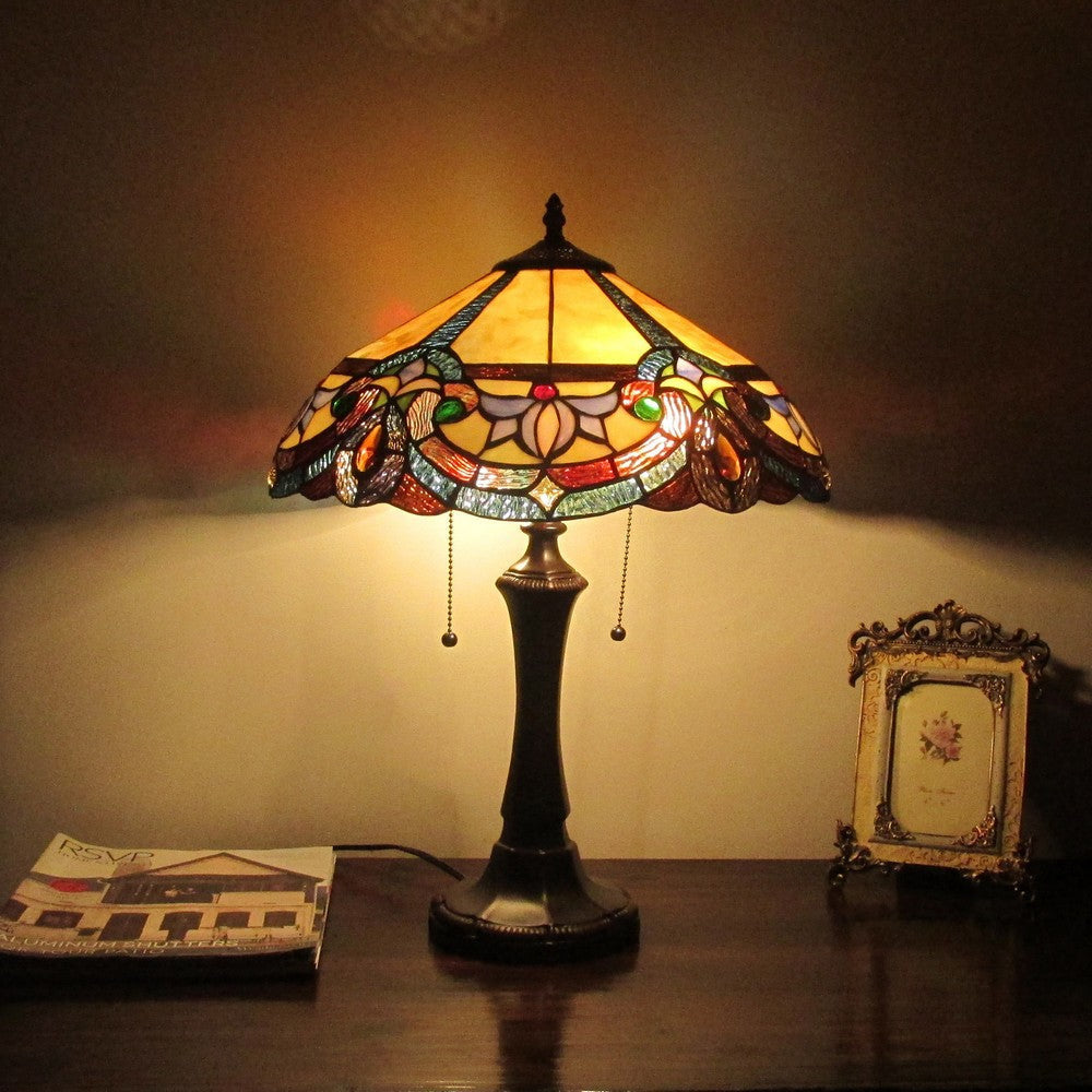 Lighting CAROLINE Victorian 2 Light Dark Bronze Table Lamp 16’’ Wide CHL-CH3T152RV16-TL2