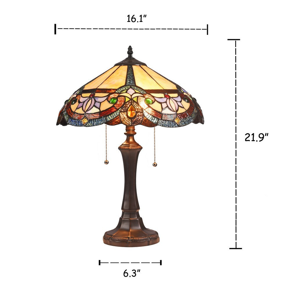 Lighting CAROLINE Victorian 2 Light Dark Bronze Table Lamp 16’’ Wide CHL-CH3T152RV16-TL2