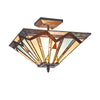 Lighting MANTON Mission 2 Light Blackish Bronze Semi-flush Ceiling Fixture 14" Wide