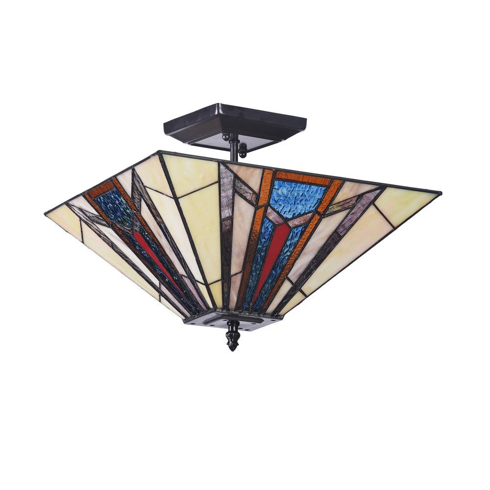 Lighting MAXWELL Mission 2 Light Blackish Bronze Semi-flush Ceiling Fixture 14’’ Wide CHL-CH3T172AM14-UF2