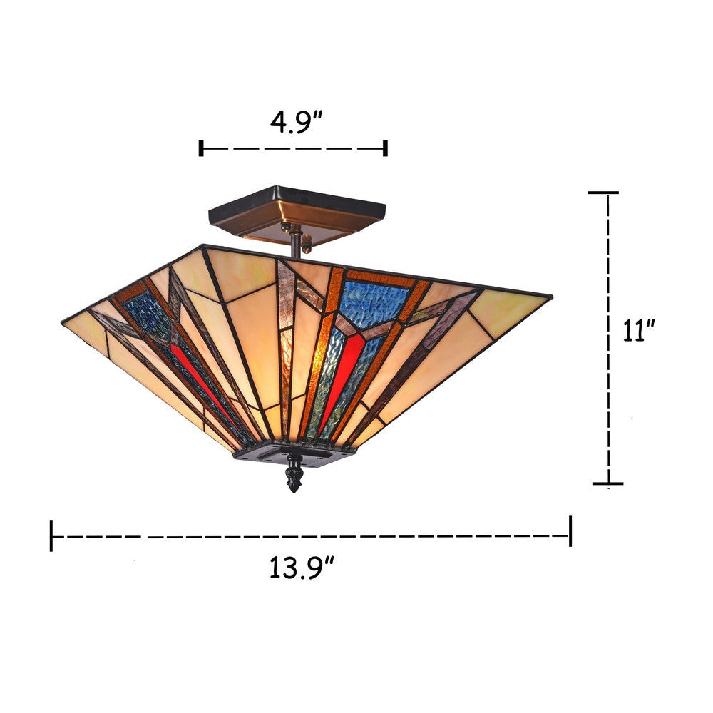 Lighting MAXWELL Mission 2 Light Blackish Bronze Semi-flush Ceiling Fixture 14’’ Wide CHL-CH3T172AM14-UF2