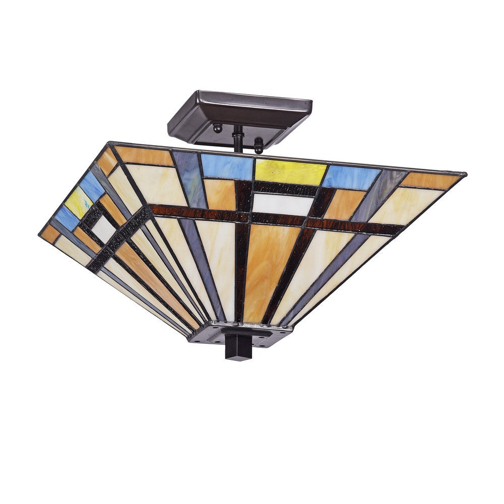 Lighting MERLIN Mission 2 Light Blackish Bronze Semi-flush Ceiling Fixture 14’’ Wide CHL-CH3T173AM14-UF2