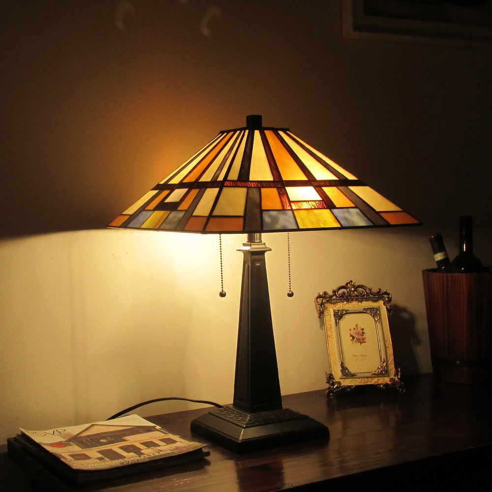 Lighting MERLIN Mission 2 Light Blackish Bronze Table Lamp 16’’ Wide CHL-CH3T173AM16-TL2