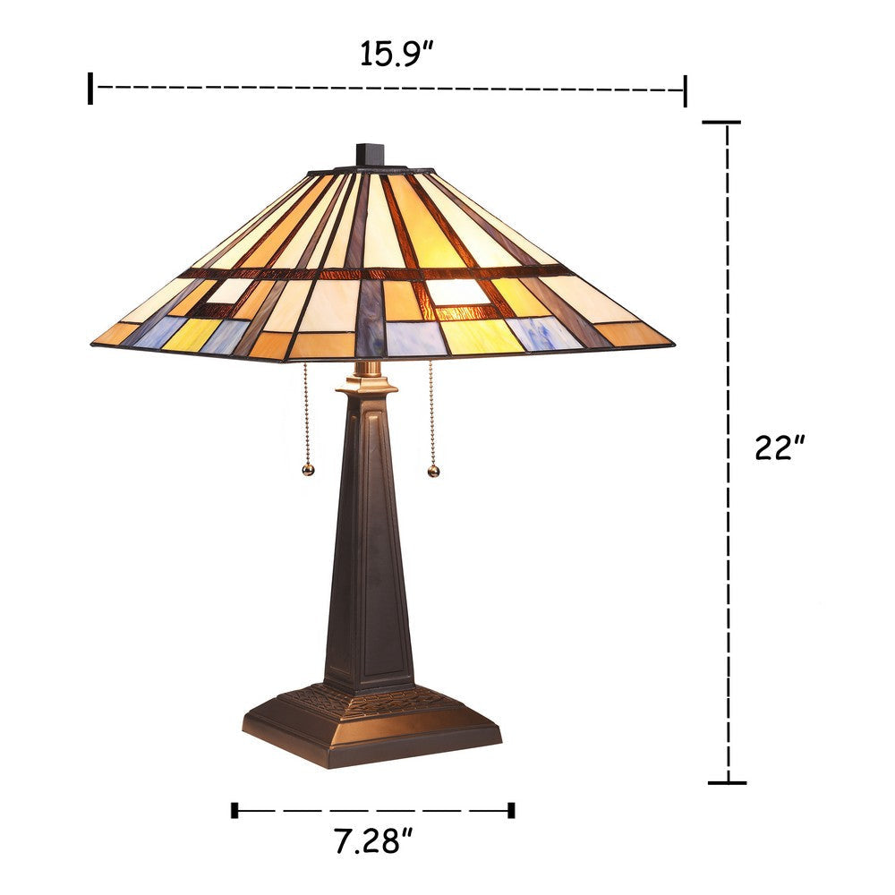 Lighting MERLIN Mission 2 Light Blackish Bronze Table Lamp 16’’ Wide CHL-CH3T173AM16-TL2
