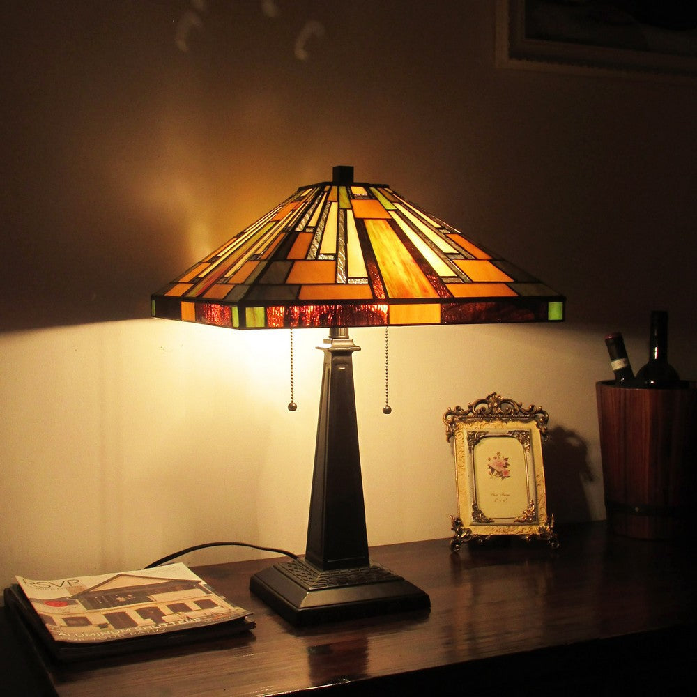 Lighting MERTON Mission 2 Light Blackish Bronze Table Lamp 16" Wide