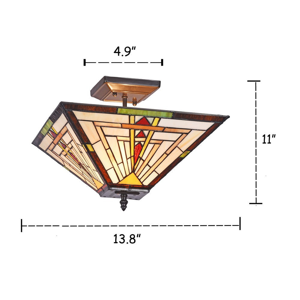 Lighting NORMAN Mission 2 Light Blackish Bronze Semi-flush Ceiling Fixture 14’’ Wide CHL-CH3T176IM14-UF2