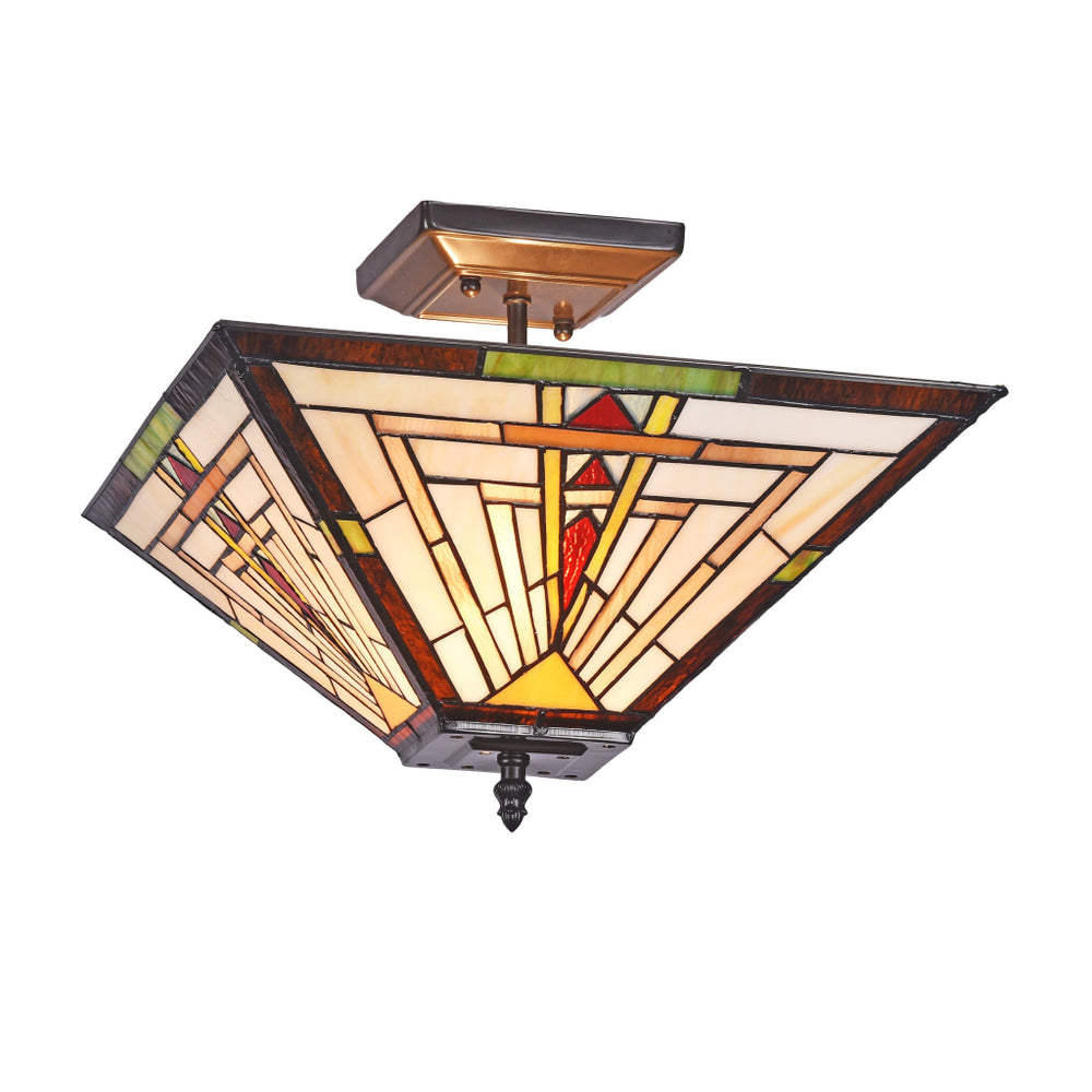 Lighting NORMAN Mission 2 Light Blackish Bronze Semi-flush Ceiling Fixture 14" Wide