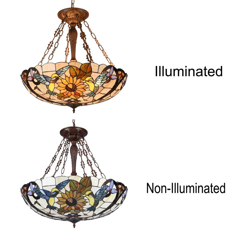 Lighting SOAR Tiffany-style Dark Antique Bronze 4 light Animal Ceiling Pendant 28’’ Wide CHL-CH3T212AI28-UP4