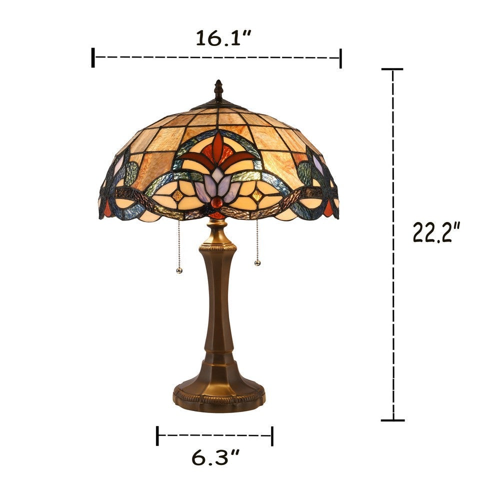 Lighting ELLINGTON Tiffany-style Dark Bronze 2 Light Victorian Table Lamp 16’’ Shade CHL-CH3T224BV16-TL2