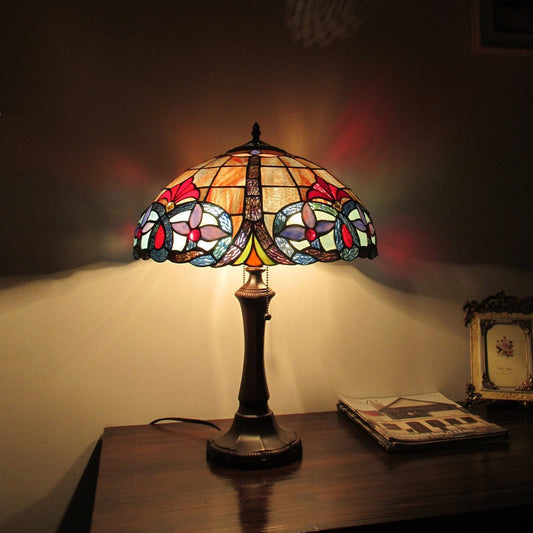 Lighting JUDE Tiffany-style Dark Bronze 2 Light Victorian Table Lamp 16" Shade