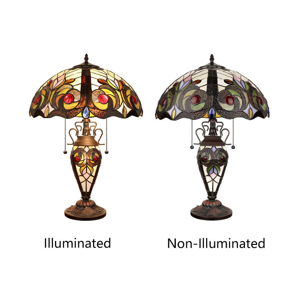 CH3T229IV16-DT3 Dark Bronze Double Lit Table Lamp
