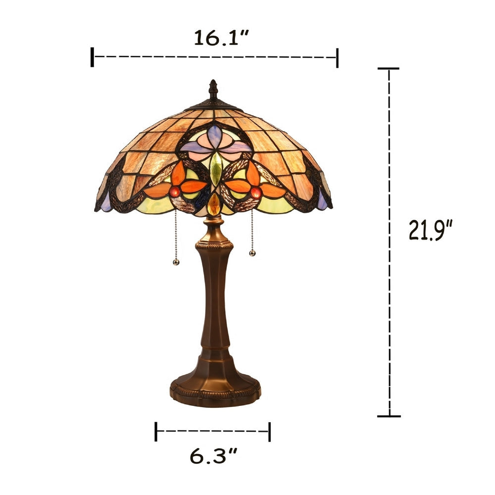 CHLOE Lighting MONROE Victorian Tiffany-style Dark Bronze 2 Light Table Lamp 16’’ Wide CHL-CH3T231BV16-TL2