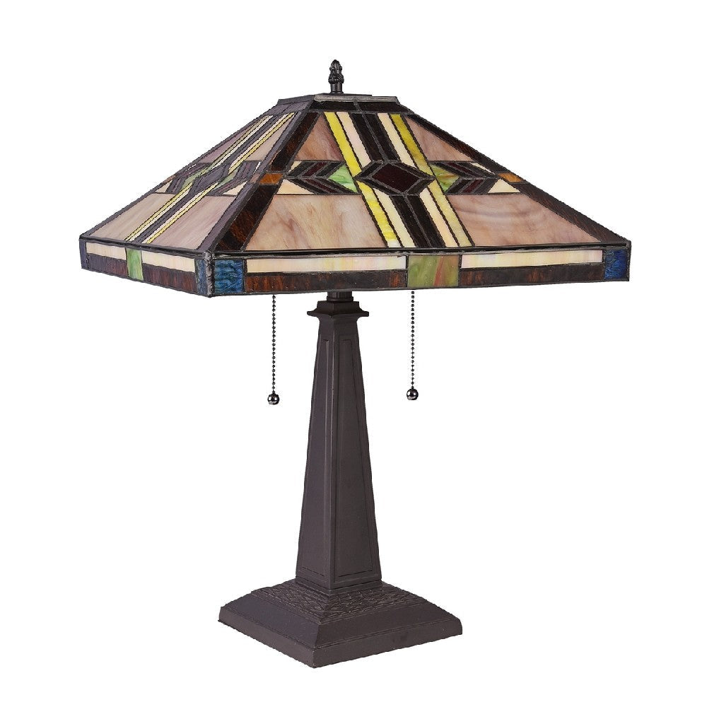 CHLOE Lighting CARLA Tiffany-style Mission Blackish Bronze 2 Light Table Lamp 16’’ Shade CHL-CH3T237IM16-TL2