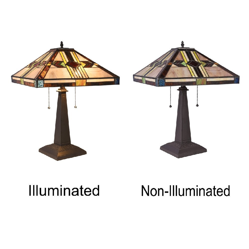 CHLOE Lighting CARLA Tiffany-style Mission Blackish Bronze 2 Light Table Lamp 16’’ Shade CHL-CH3T237IM16-TL2