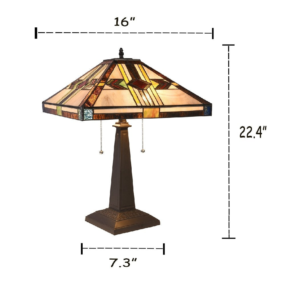 CHLOE Lighting CARLA Tiffany-style Mission Blackish Bronze 2 Light Table Lamp 16’’ Shade CHL-CH3T237IM16-TL2